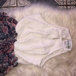 White Long Beautifully Pattered Dress with Slits